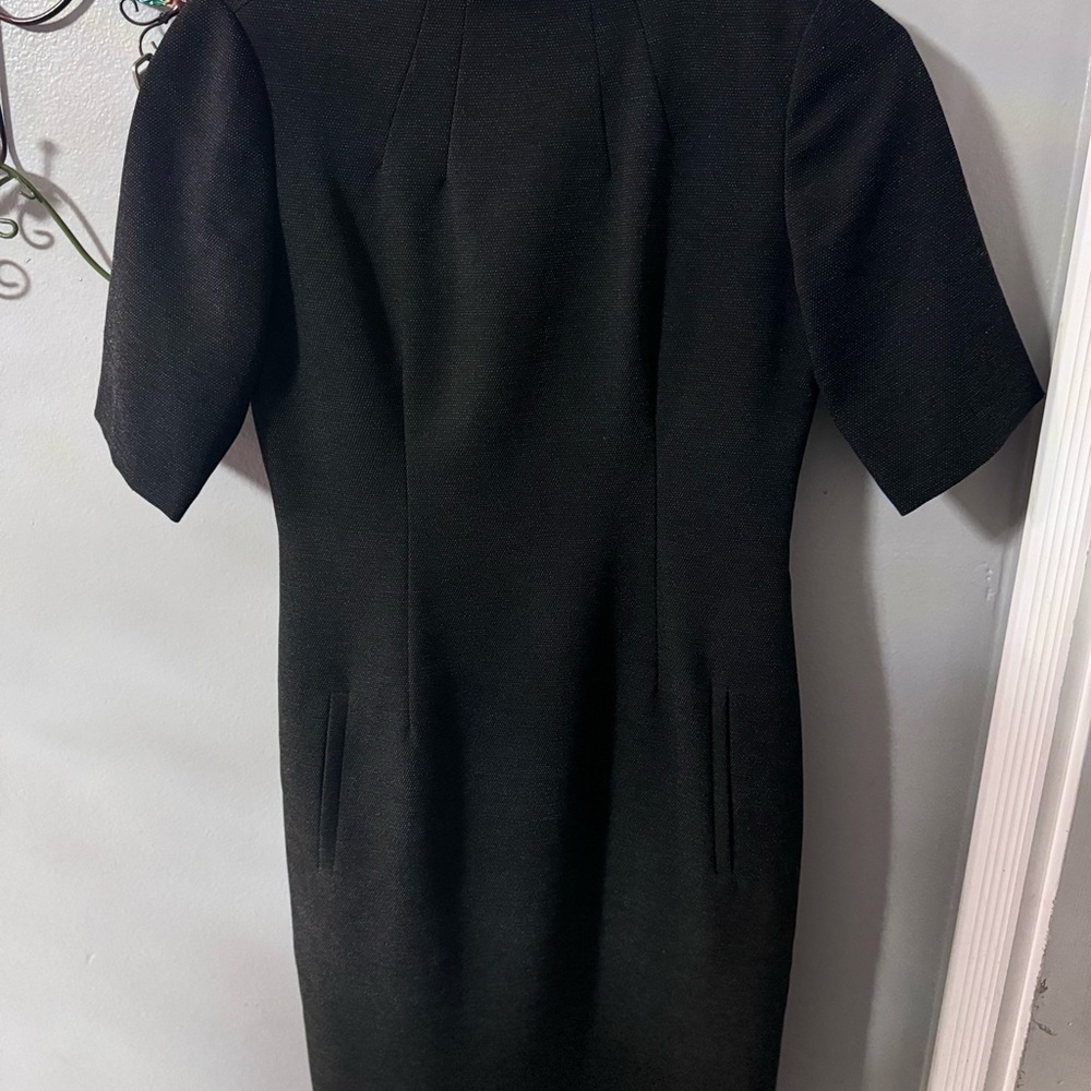 Alex Marie Black Sheath Midi Dress Mock Neck